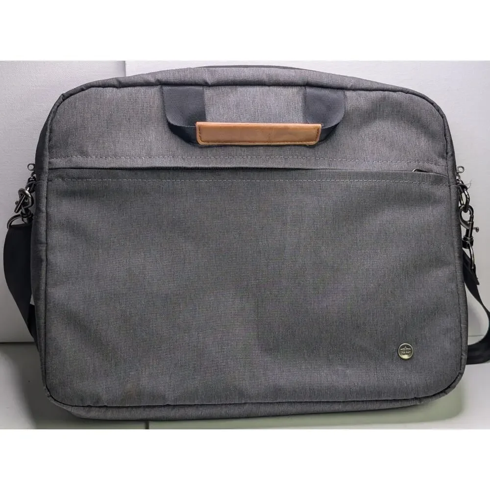 PKG Canada Laptop Messenger Bag Gray Tan Briefcase Shoulder Strap Travel Work